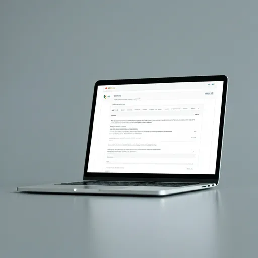 Laptop displaying a clean paid search results interface