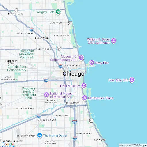 Map illustrating a local service coverage area