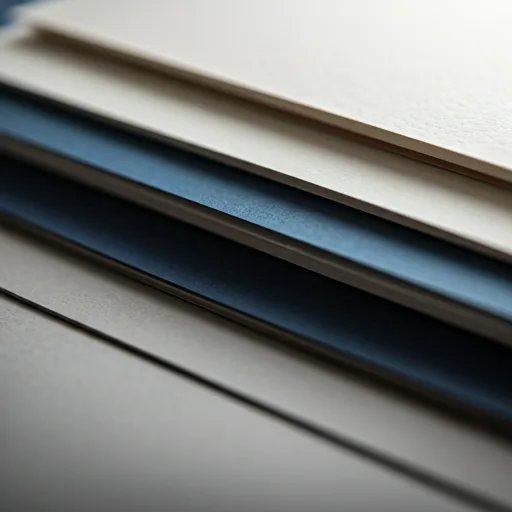 Layered paper samples showing different colors, weights and textures